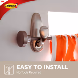 Command Large Metal Hook, Brushed Nickel, Indoor Use, 1-Hook, 2-Strips, Decorate Damage-Free