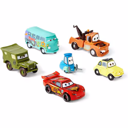 Disney Cars 6 pc Lightning McQueen, Luigi, Guido, Mater, Sarge, Filmor