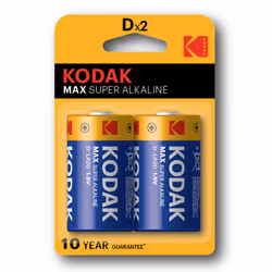 Kodak Max Super D, Single-use battery, D, Alkaline, 1.5 V, 2 pc(s), 19500 mAh