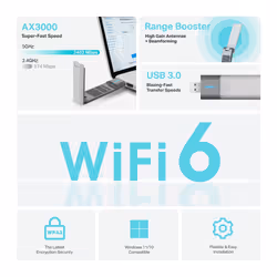 TP-Link Archer AX3000 High Gain Wireless USB Adapter - Additional view 4
