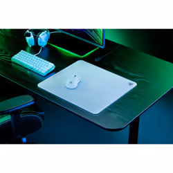 Razer Atlas, White, Monochromatic, Tempered glass, Rubber, Non-slip base, Gaming mouse pad