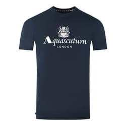 Aquascutum London Aldis Brand Logo Navy Blue T-Shirt - XL