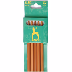 Pony Bamboo Double Point Needles 20cm - per pack of 5