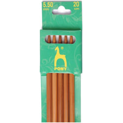 Pony Bamboo Double Point Needles 20cm - per pack of 5