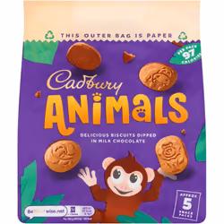 Cadbury Chocolate Animals Biscuits pack 5x19.9g - Pack Of 6