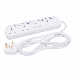 Silverline Electric 4-Way Switched Extension Wire Plug & Socket Tool Lead 2m ( UK )