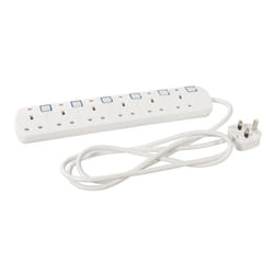 PMASTER Plugs & Sockets Switched Extension Lead with Neon Indicator 6-Gang 2m ( UK )