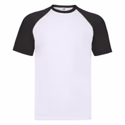 Short Sleeve Baseball T-Shirt For Mens - White/Black, L