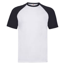 Short Sleeve Baseball T-Shirt For Mens - White/Deep Navy, 3XL