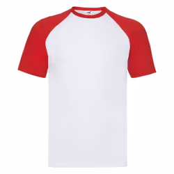 Short Sleeve Baseball T-Shirt For Mens - White/Red, L