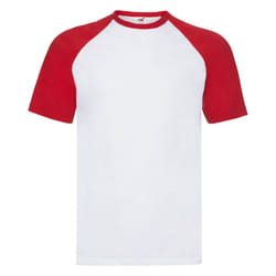 Short Sleeve Baseball T-Shirt For Mens - White/Red, 3XL