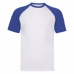 Short Sleeve Baseball T-Shirt For Mens - White/Royal Blue, M
