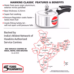 Hawkins Classic Pressure Cooker, Best Cooker, Silver (CL10) - 2L