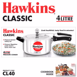 Hawkins Classic Pressure Cooker, Best Cooker, Silver (CL10) - 4L