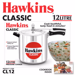 Hawkins Classic Pressure Cooker, Best Cooker, Silver (CL10) - 12L