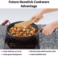 Futura Hawkins Nonstick Wok Stir Fry/Deep Fry Pan with 2 Stay Cool Rosewood Handles  11.5  Black
