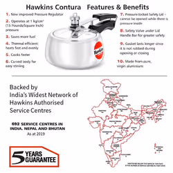 HAWKINS HC15 Contura 1.5-Liter Pressure Cooker, Small, Aluminum, Silver