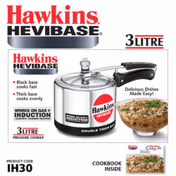 Hawkins Hevibase 8 Litre Pressure Cooker, Induction Cooker, Big Cooker, Silver (IH80) - 3L