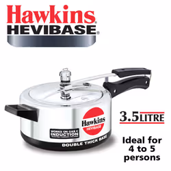Hawkins Hevibase 8 Litre Pressure Cooker, Induction Cooker, Big Cooker, Silver (IH80) - 3.5L