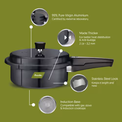 Preethi Hard Anodized Induction Base Outer Lid Pressure Cooker 2 Litres