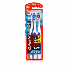 Pack Of 3 Colgate 360 WholeMouth Clean Toothbrush Tooth Brush