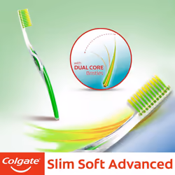Colgate Slim Soft Advanced  Ultra Soft Manual Toothbrush for Adult  Multi Colour - 1 Count (Pack of 1) Black