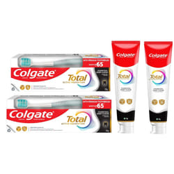 Colgate Total Charcoal Toothpaste Saver Pack - 2X150 G/5.2 oz - Plaque  Clean  Anti-Cavity  2 Toothpaste + 2 Brush Free