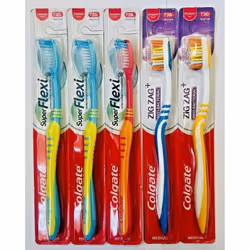 Colgate Toothbrush Medium Super Flexi & Zig Zag Anti-Bacterial Assorted - 3 x Flexi + 2 x Zig Zag