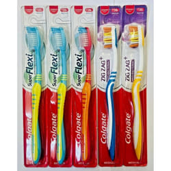 Colgate Toothbrush Medium Super Flexi & Zig Zag Anti-Bacterial Assorted - 3 x Flexi + 2 x Zig Zag