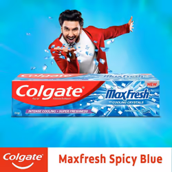 Colgate MaxFresh Breath Freshner Toothpaste, 600g (150g x 4), Peppermint Ice, Blue Gel Paste with Menthol, Cooling crystals for bad breath control