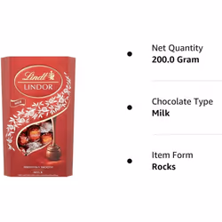Lindt Lindor Milk Chocolate Box 16 balls, 200g - Pack Of 6