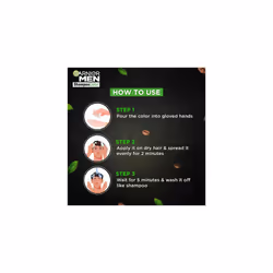 2 X Garnier Men Hair Dye Shampoo In To Hair Colour 1.0 Natural Black x6 Boxes Expiry Date Nov23