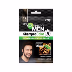 2 X Garnier Men Hair Dye Shampoo In To Hair Colour 3.0 Brown Black Expiry Date December 2023