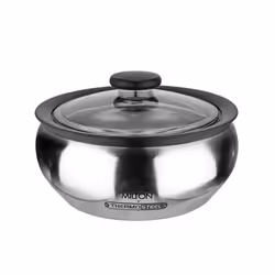 Milton ClearSteel Hot Pot Keep Warm/Cold Insulated Casserole with Stainless Steel Insert and Clear Lid 1500ml/Small Silver