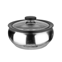 Milton ClearSteel Hot Pot Keep Warm/Cold Insulated Casserole with Stainless Steel Insert and Clear Lid  1500ml/Small  Silver