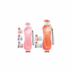 Milton Water Bottle Kids Reusable Leakproof 17 Oz 4-Pack Plastic Wide Mouth Large Big Drink Bottle BPA & Leak Free with Handle Strap Carrier for