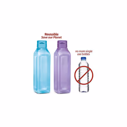 Milton Sports Water Bottle Square Juice Box 4 Set Great for Juices Milk Smoothies Plastic Wide-Mouth Reusable Leak Proof Drink Bottle/Carton for