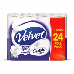 Velvet Classic Quilted Toilet Tissue 24 Rolls - Luxuriously Soft, Strong and Absorbent Toilet Roll - Jumbo Bulk Pack 24 Rolls ...