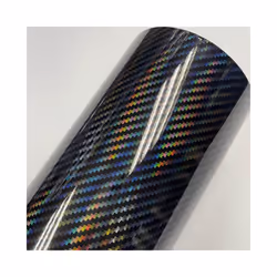 Holographic rainbow red Carbon Fiber Vinyl Wrap Film Bubble Free Air Release - 50CM  X  152CM, black