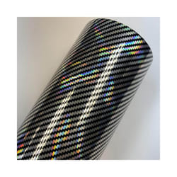 Holographic rainbow red Carbon Fiber Vinyl Wrap Film Bubble Free Air Release - 50CM  X  200CM, silver