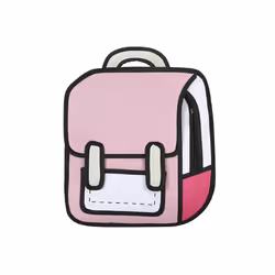 Fashion Unisex 2D Drawing Backpack Cute Cartoon School Backpack Comic - Pink