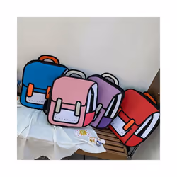 Fashion Unisex 2D Drawing Backpack Cute Cartoon School Backpack Comic - Pink