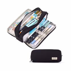 Kawaii Pencil Cases Large Capacity Pencil Bag Pouch Holder Box for Girls - Black Type B