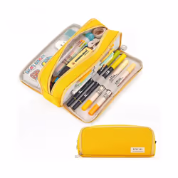 Kawaii Pencil Cases Large Capacity Pencil Bag Pouch Holder Box for Girls - Yellow Type B