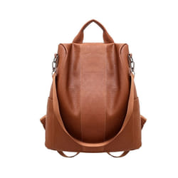 newest Women Backpack Leather Waterproof Anti-theft Rucksack Casual Knapsack - Auburn