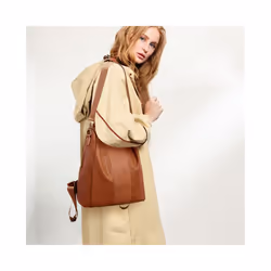 newest Women Backpack Leather Waterproof Anti-theft Rucksack Casual Knapsack - Auburn