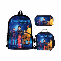 3pcs/set School Backpack For Teen Girls&boys School Backpack Cartoon Trollhunters - c3pcs