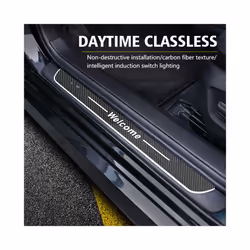 Carbon fiber Car Door Sill Light Threshold Lamp Customized Logo Power - For N-ISSAN, 2pcs Front door