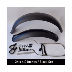 Bike Fenders 24/26/20 x4.0 Fat Tire Mud Guards Fender Set Mudguards For - Black 24x4.0