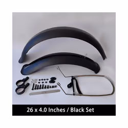 Bike Fenders 24/26/20 x4.0 Fat Tire Mud Guards Fender Set Mudguards For - Black 26x4.0